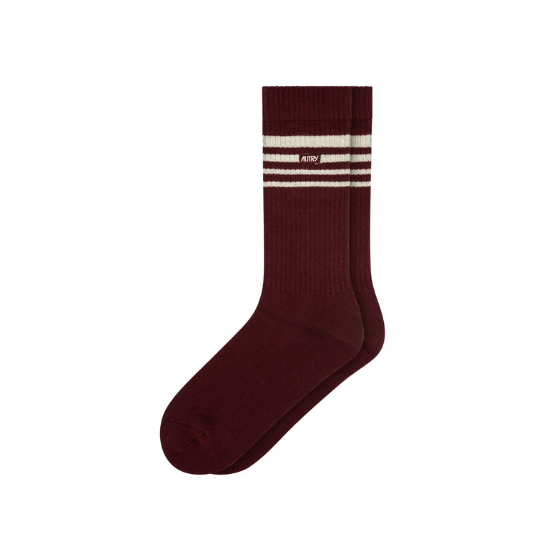 Autry Jacquard Striped Socks - M / Bordeaux
