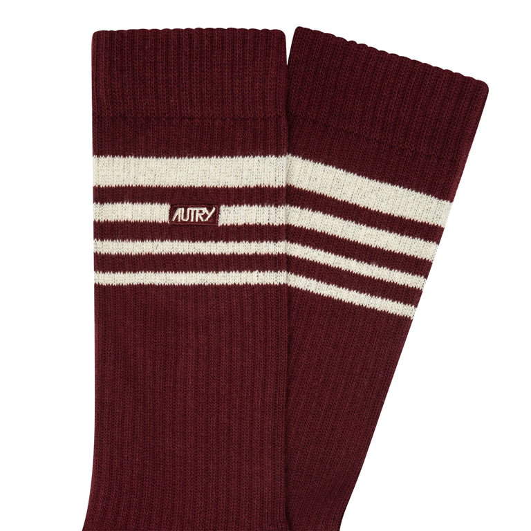 Autry Jacquard Striped Socks - M / Bordeaux - 2