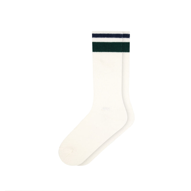 Autry Logo and Stripes Socks - M / Green / Cream / Blue - 1