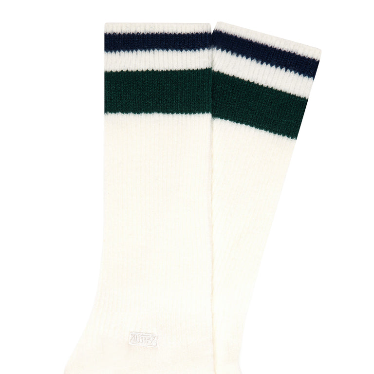 Autry Logo and Stripes Socks - M / Green / Cream / Blue - 2