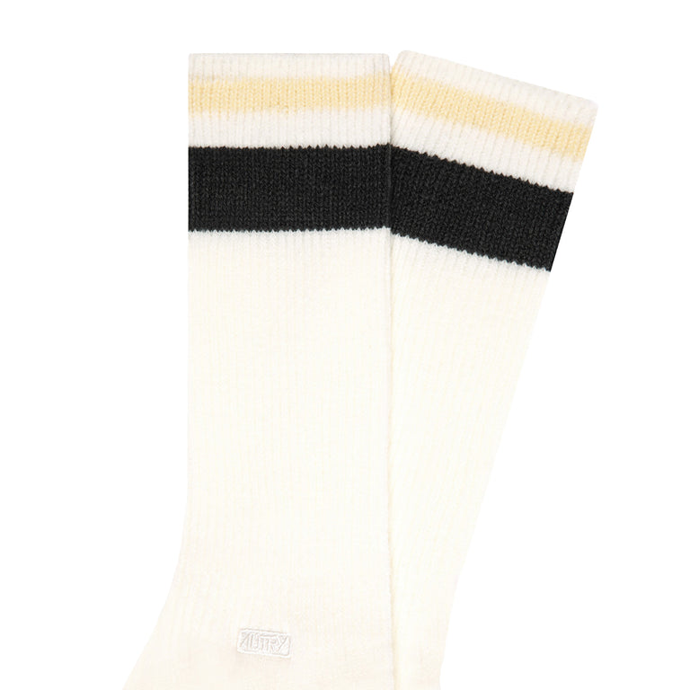 Autry Logo and Stripes Socks - M / Board / Cream / Ivory - 2