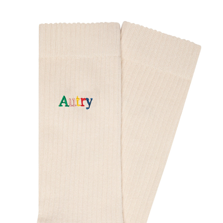 Autry Multicolor Embroidered Logo Socks - M / Ivory - 3