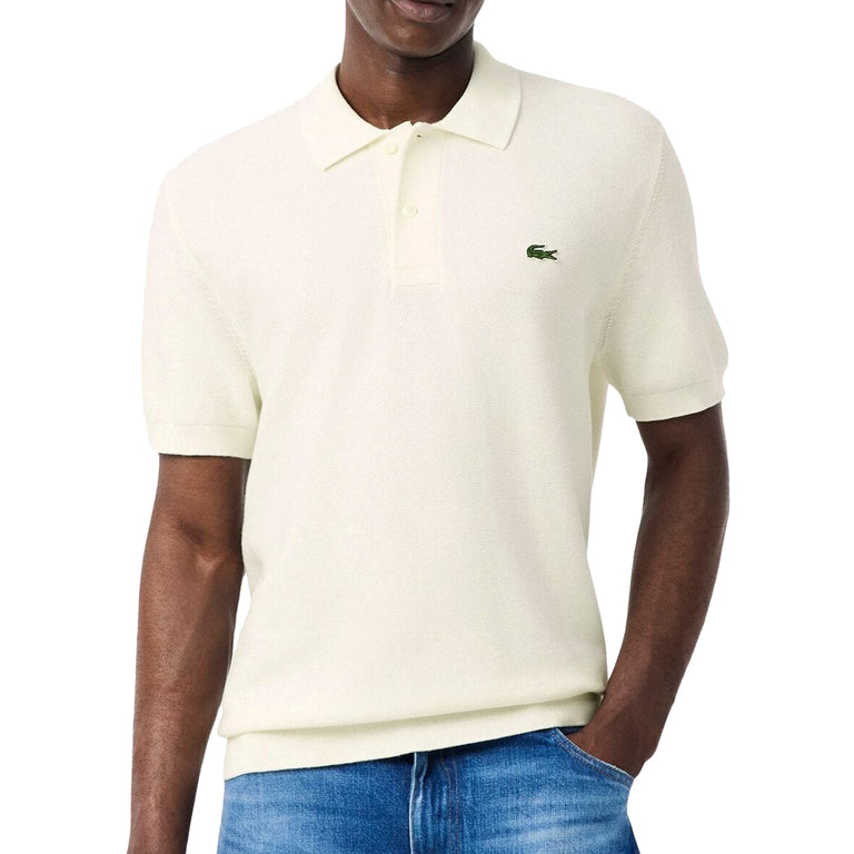 Lacoste Classic Fit Knitted Polo Shirt - L / White - 3