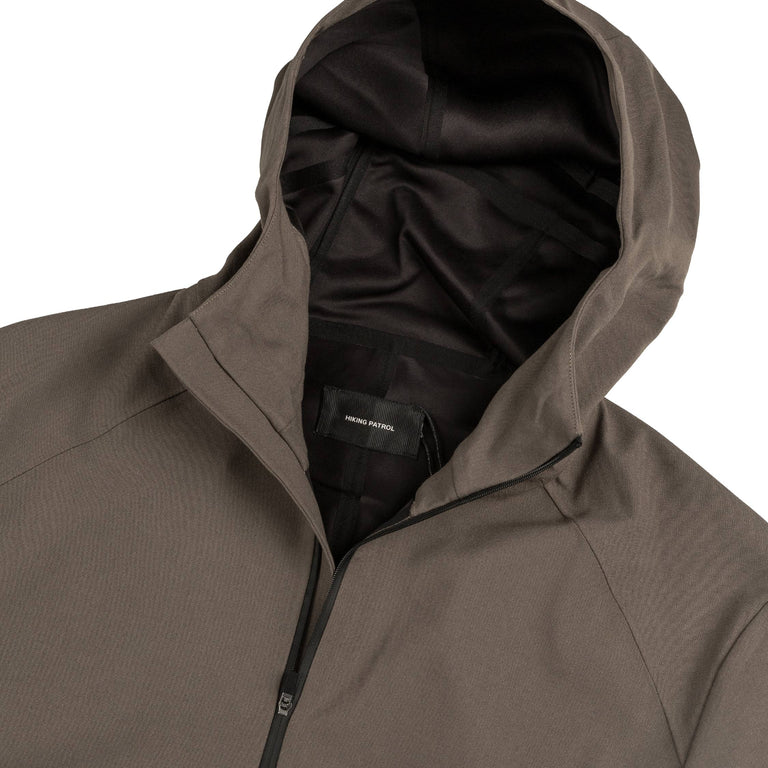 Hiking Patrol Waypoint Texture Hooded Jacket (Dark Taupe)
