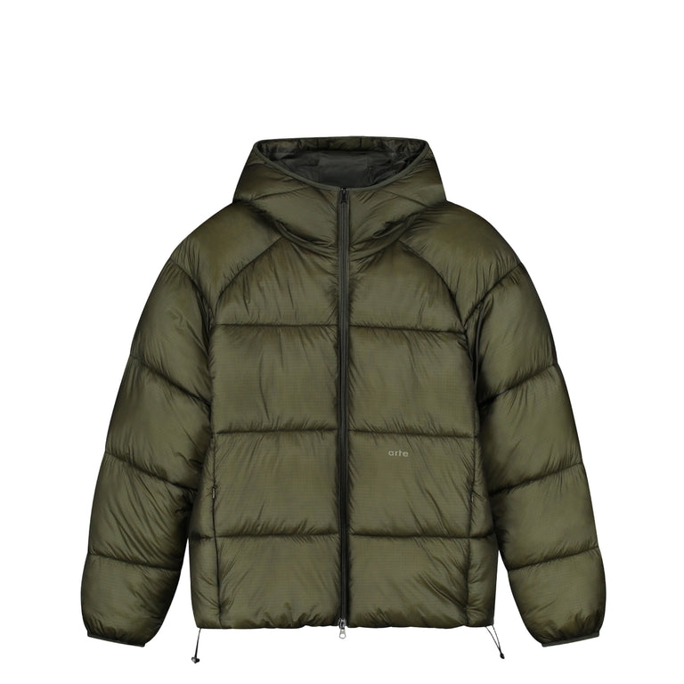 Arte Antwerp Ripstop Hooded Puffer Jacket - L / Green
