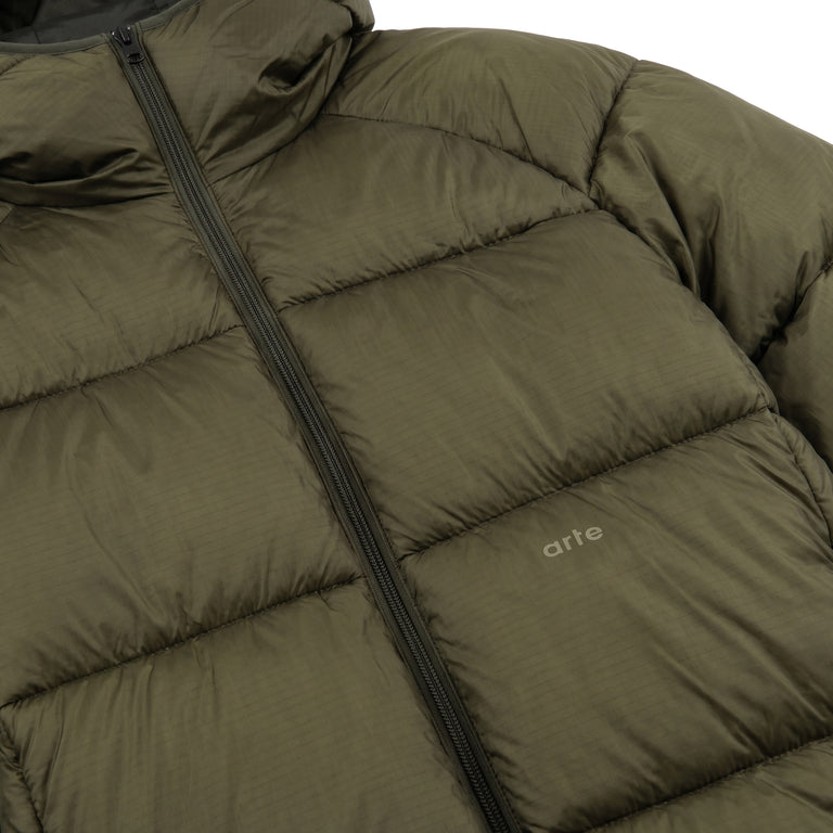Arte Antwerp Ripstop Hooded Puffer Jacket - L / Green - 3
