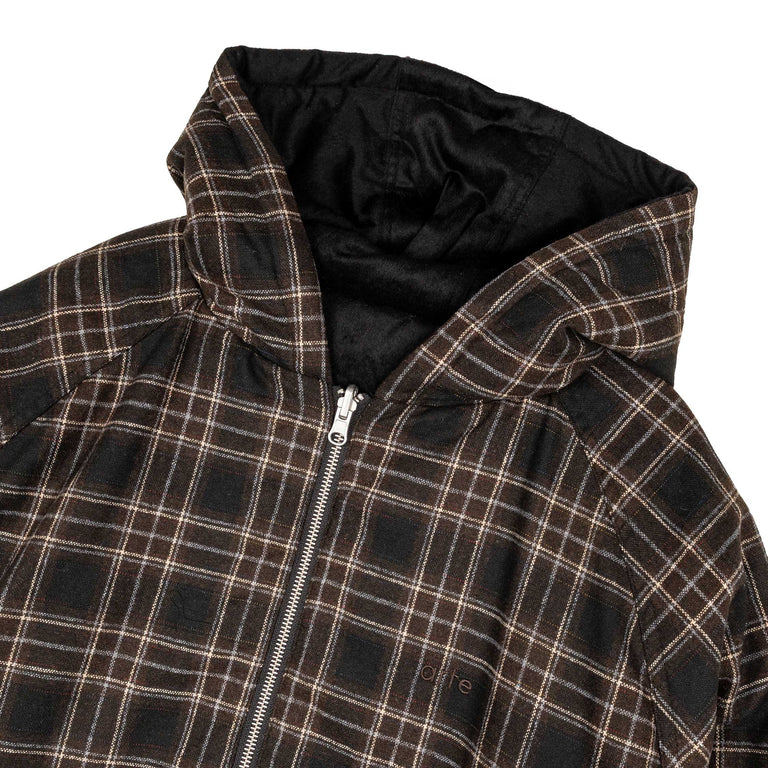 Arte Antwerp Reversible Plaid Hooded Jacket - S / Black - 4