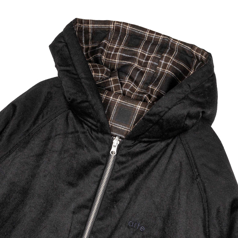 Arte Antwerp Reversible Plaid Hooded Jacket - S / Black - 5