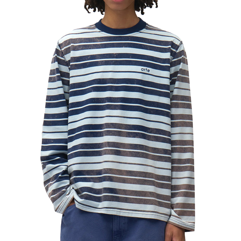 Arte Antwerp Sunfade Striped Longsleeve - S / Navy / Light Blue - 2