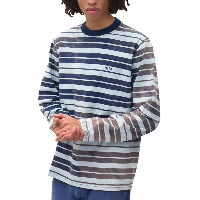 Arte Antwerp Sunfade Striped Longsleeve - S / Navy / Light Blue - 4