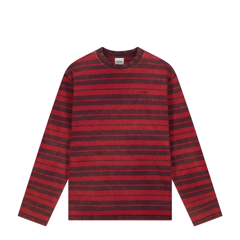 Arte Antwerp Sunfade Striped Longsleeve - L / Red / Bordeaux

