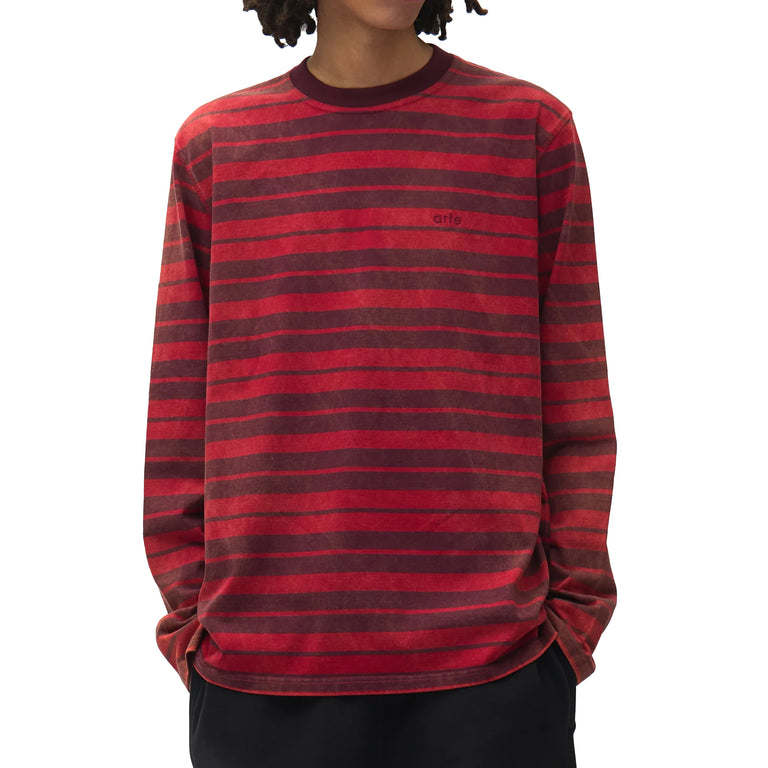 Arte Antwerp Sunfade Striped Longsleeve - L / Red / Bordeaux - 2