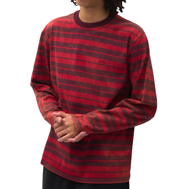 Arte Antwerp Sunfade Striped Longsleeve - L / Red / Bordeaux - 4