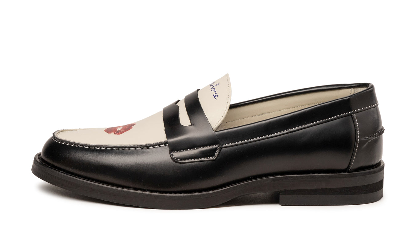 【Duke + Dexter】Wilde Kiss Penny Loafer - Women's DUKE + DEXTER Wilde Kiss Penny Loafer (Black/White) – CNCPTS