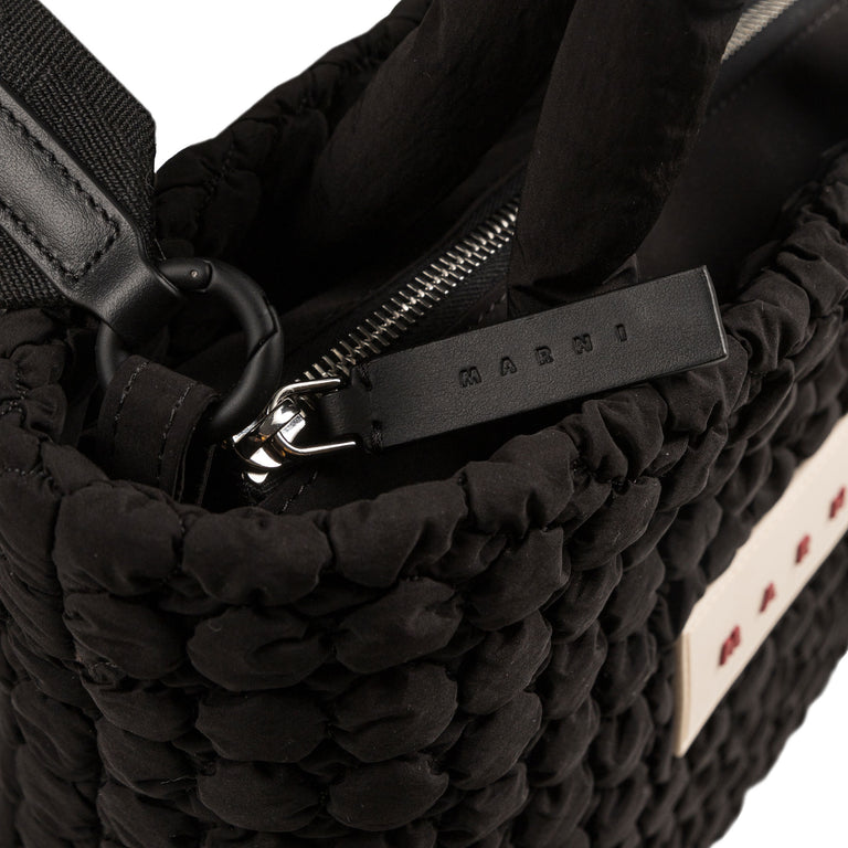 Marni Nylon Puff Small Tote Bag (Black)