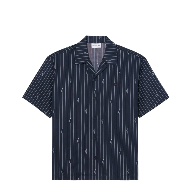 Lacoste Print Twill Shirt - 39 / Noir / Blanc
