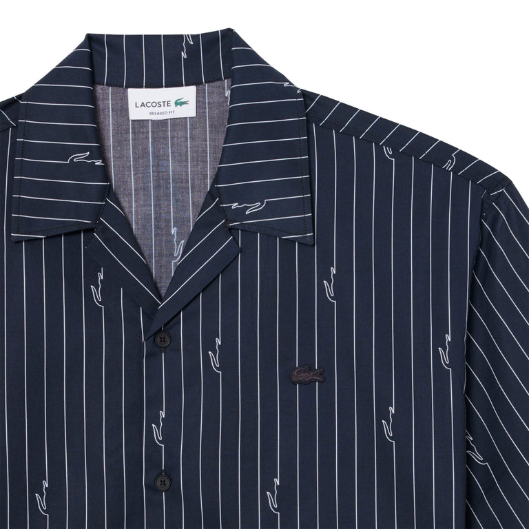 Lacoste Print Twill Shirt - 39 / Noir / Blanc - 2