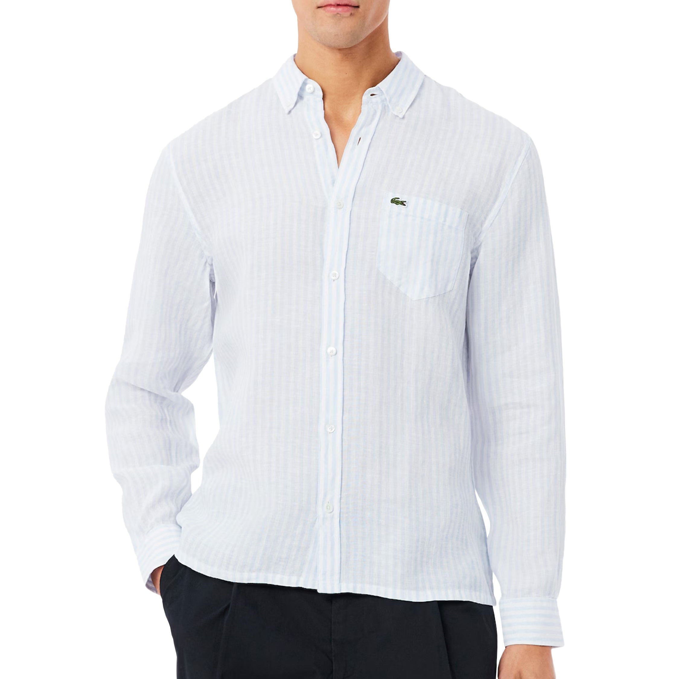 Lacoste Regular Fit Striped Linen Shirt Apparel Buy Online Now 