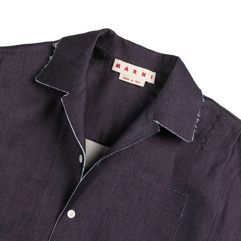 Marni Deep Blue Stretch Denim Trompe L'oeil Shirt