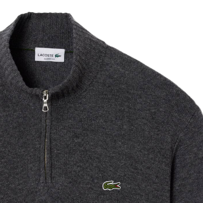 Lacoste High Collar Zip Sweater - XL / Grey - 3
