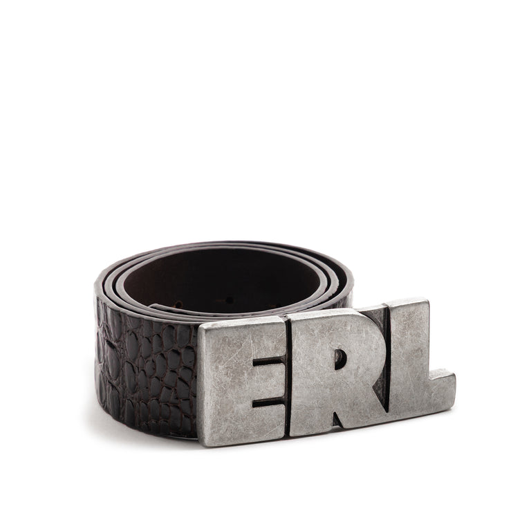 ERL ERL Logo Croco Effect Leather Belt

