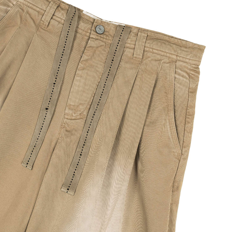ERL Pleated Chino Shorts - L / Woven Beige - 3