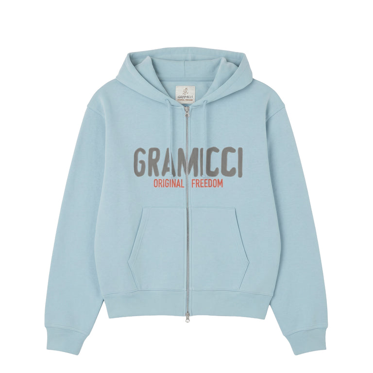 Gramicci Spell Out Zip Hooded Sweatshirt - S / Stone Blue - 1
