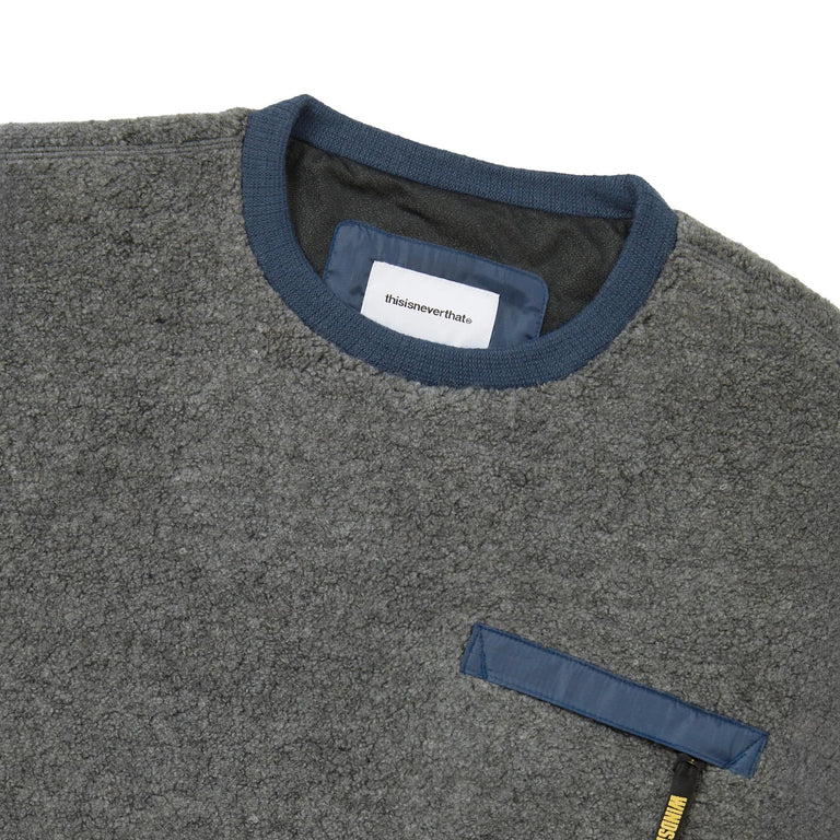 thisisneverthat *Gore-Tex Windstopper* Wool Fleece Crewneck - L / Heather Grey - 3
