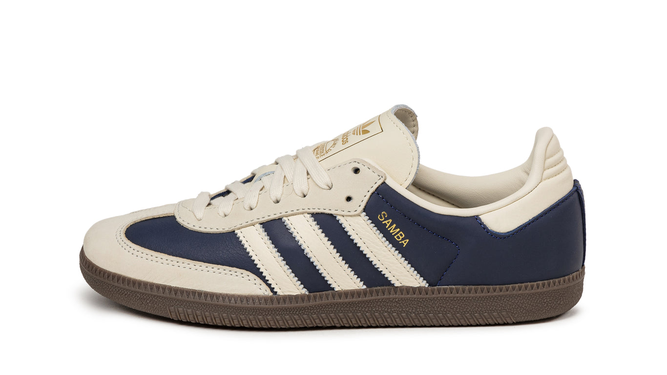 Adidas originals samba og trainers in white and navy sales