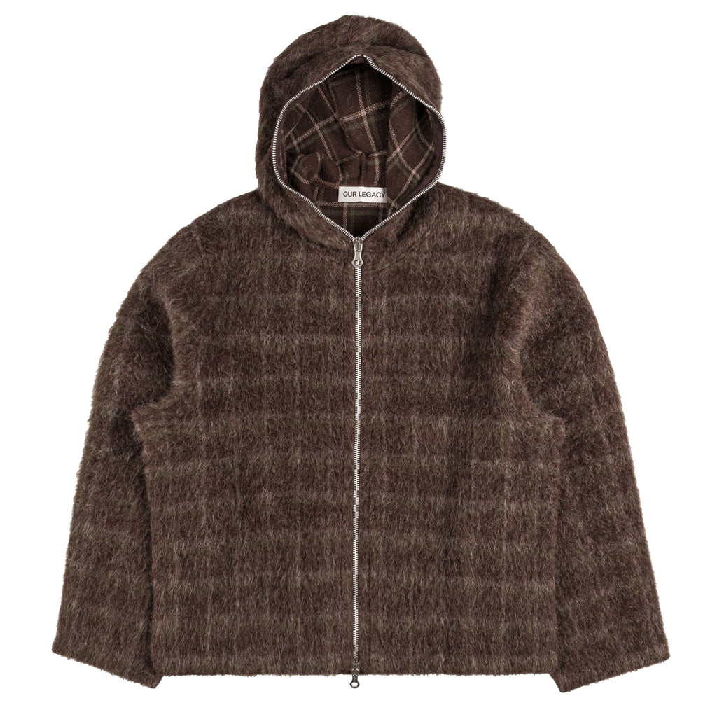 パーカー・フーディ Our Legacy Dorf Check Brown Wool Full Zip Hood Sweatshirt Our Legacy Dorf Check Brown Wool Full Zip Hood Sweatshirt