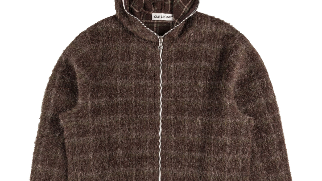 パーカー・フーディ Our Legacy Dorf Check Brown Wool Full Zip Hood Sweatshirt Our Legacy - Full Zip Hood Dorf Check Hairy Wool