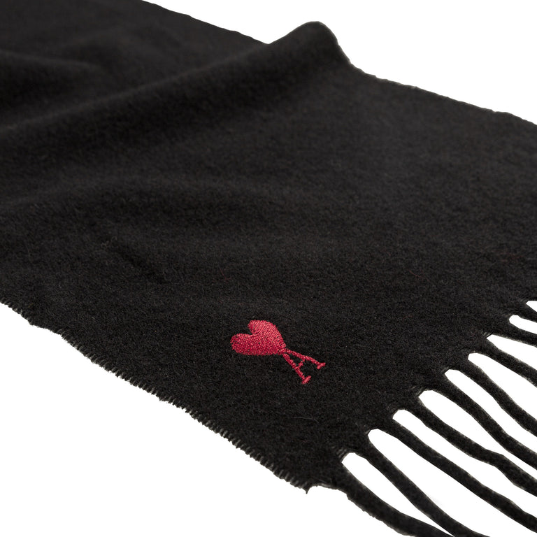 Ami Paris Wool Ami de Coeur Scarf (Black)