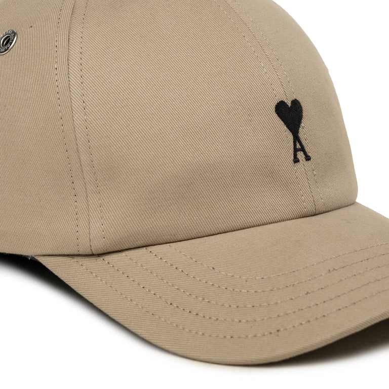 Ami Paris Cotton Ami De Coeur Embroidery Cap (White Coffee)
