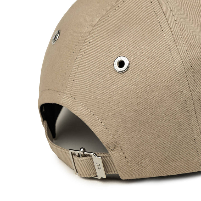 Ami Paris Cotton Ami De Coeur Embroidery Cap (White Coffee)