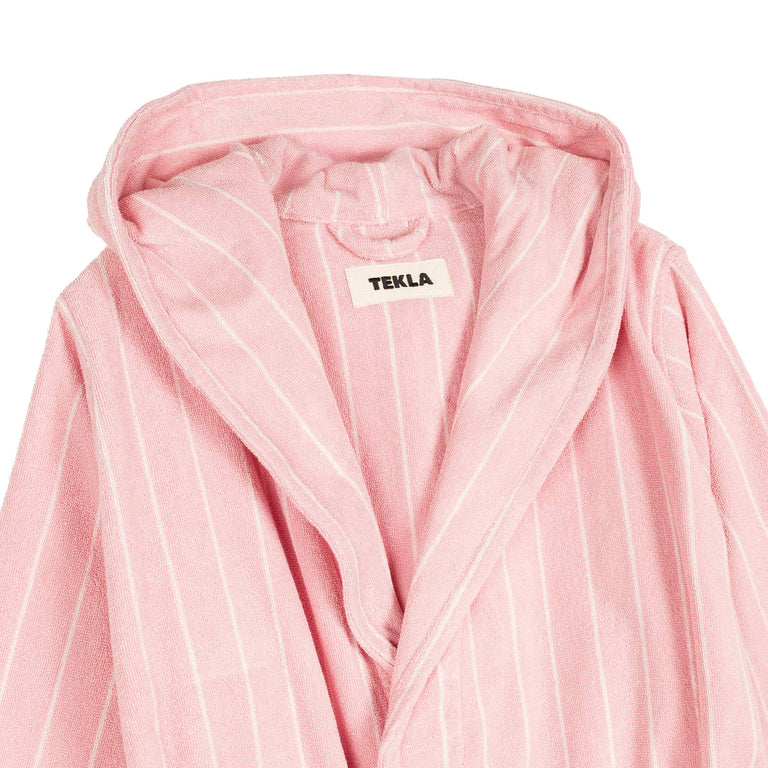 Tekla Hooded Bathrobe - S / Shaded Pink Stripes - 3