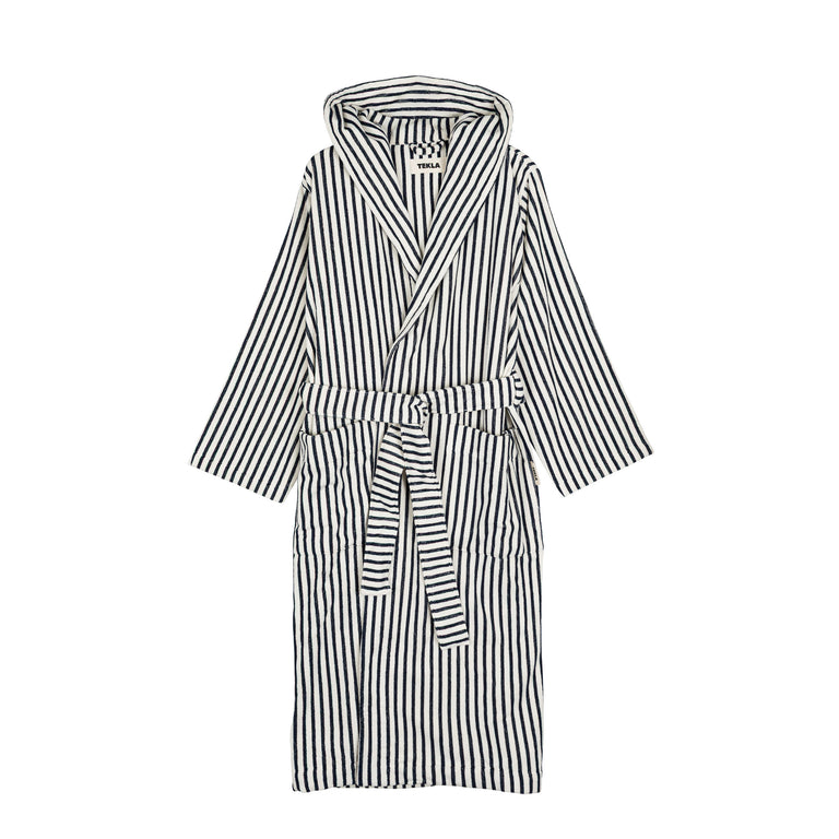 Tekla Hooded Bathrobe - M / Sailor Stripes
