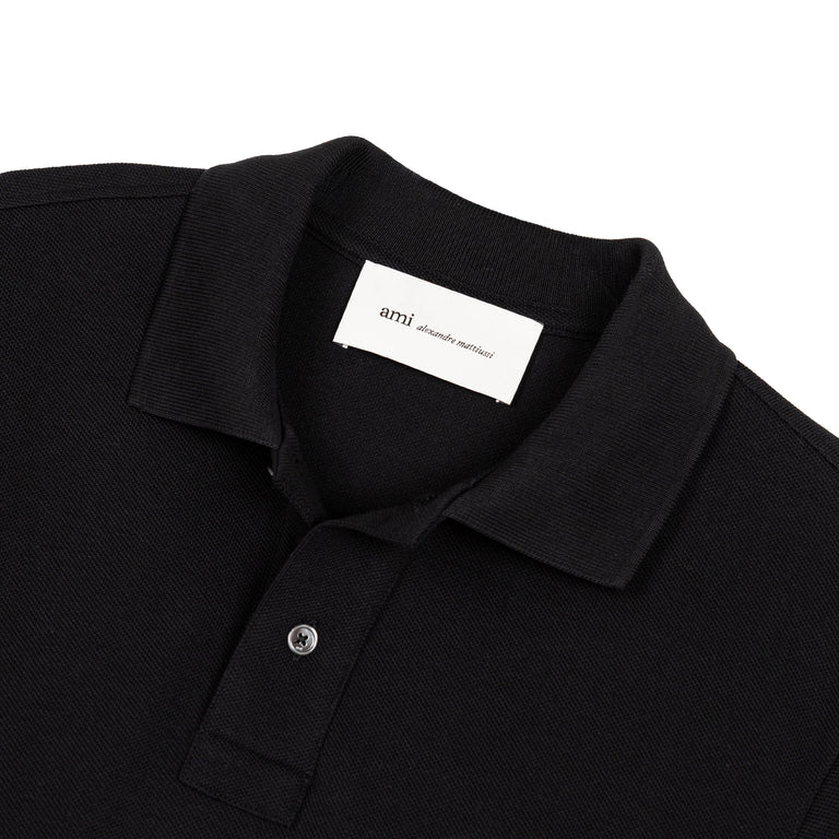 AMI Paris	Short Sleeve Ami De Coeur Polo Shirt - M / Black / White Cream - 2