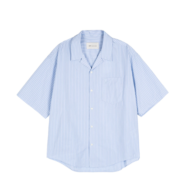 AMI Paris	Short Sleeve Ami De Coeur Boxy Shirt - 38 / Cashmere Blue / White
