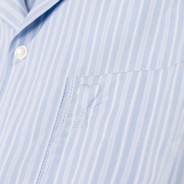 AMI Paris	Short Sleeve Ami De Coeur Boxy Shirt - 38 / Cashmere Blue / White - 3