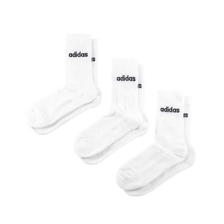 Adidas	Linear Crew Cushioned Socks 3 Pairs - XL / White / Black
