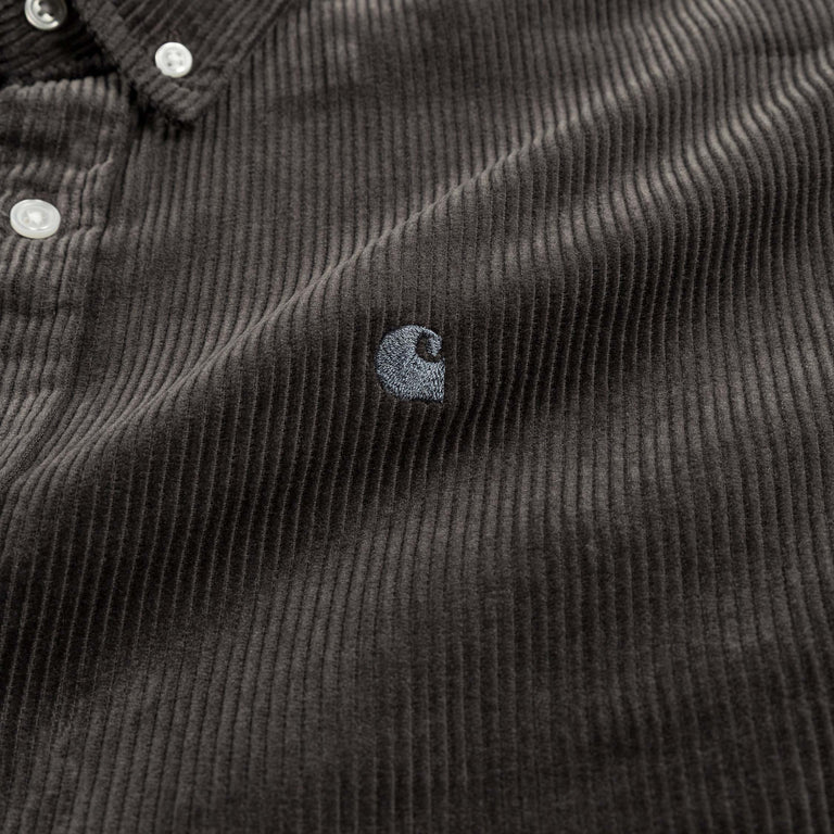 Carhartt WIP L/S Madison Cord Shirt - XXL / Graphite / Graphite - 4
