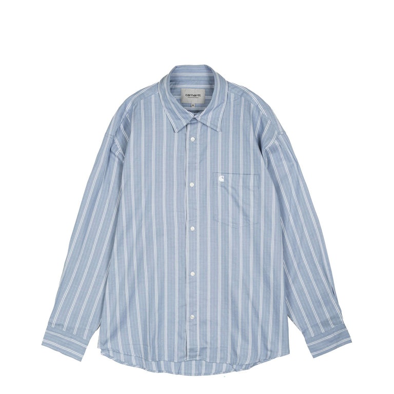 Carhartt WIP L/S Beale Shirt - L / Beale Stripe, Gentle Blue
