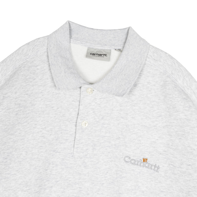 Carhartt WIP Wip Label Polo Sweat - L / Ash Heather - 2