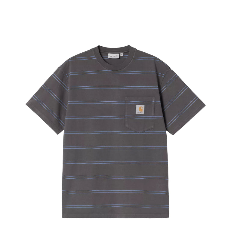 Carhartt WIP Bert Pocket T-Shirt - L / Bert Stripe / Graphite / Curacao
