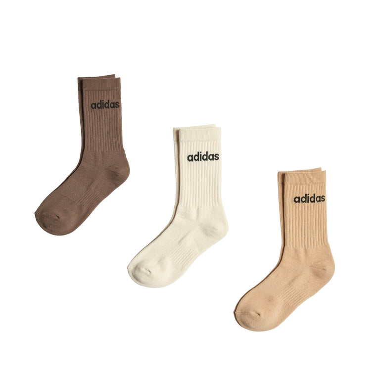 Adidas	Linear Crew Cushioned Socks 3 Pairs - M / Brown / Magic Beige / Earth Strata
