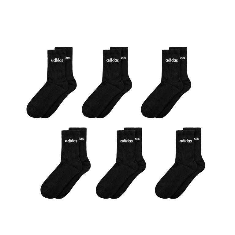 Adidas Cushioned Linear Crew Socks 6 Pack - S / Black / White
