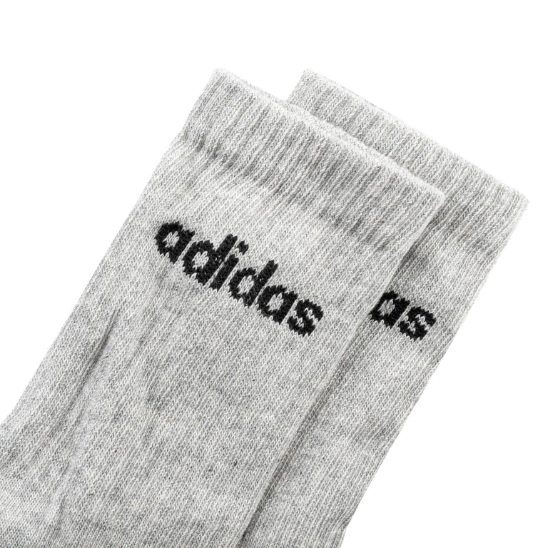 Adidas Cushioned Linear Crew Socks 6 Pack - S / Medium Grey Heather / White / Black - 4

