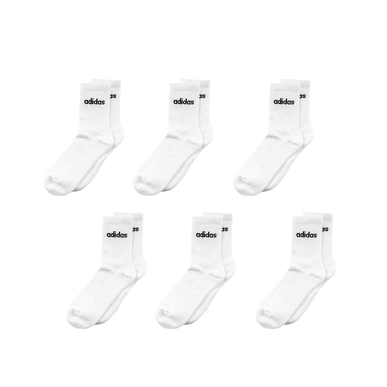 Adidas Cushioned Linear Crew Socks 6 Pack - S / White / Black
