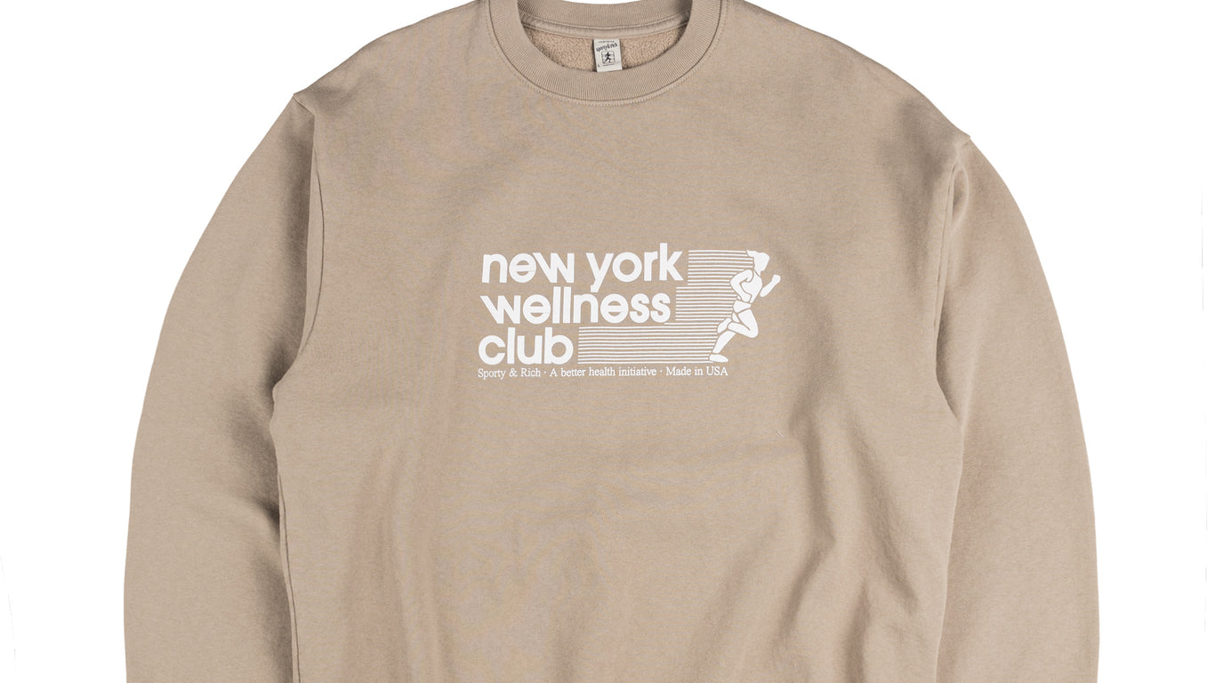Sporty&Rich｜ (USA Wellness Club Crewneck - Elephant (ST Sporty & Rich Athletic Club Quarter Zip Sweatshirt in