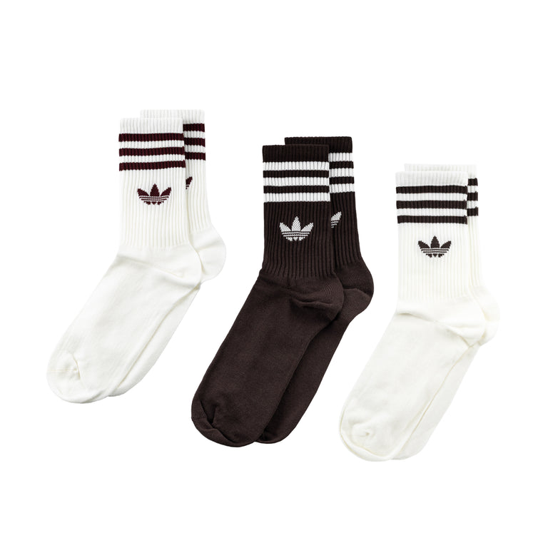 Adidas 3-Sripes Crew Socks 3 Pairs - L / Off White / Aurora Coffee / Off White
